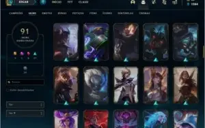 Conta unranked com 91 skins e 126 champs