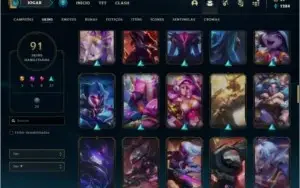 Conta unranked com 91 skins e 126 champs