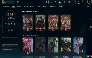Conta LoL Vários Champions, 256 Skins