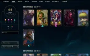 Conta platina III 57% wr 89 campeões 44 skins
