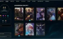 Conta platina III 57% wr 89 campeões 44 skins