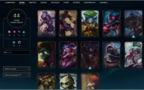 Conta platina III 57% wr 89 campeões 44 skins