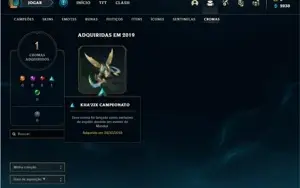 Conta unranked com 64 Champs e 23 Skins + 2 Ultimates
