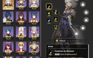 Conta de Genshin Impact Ar 17 Albedo+Rosaria C1+Xingqiu C1