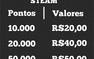 PONTOS STEAM -- BARATOS! 10.000 pontos steam por R$20,00