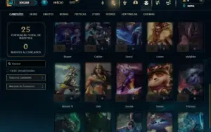 Ouro 3 com 30 champs e 2 Skins + 2 Espolios