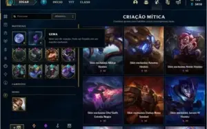 CONTA COM 10 GEMAS E SKINS MITICAS