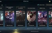 WILD RIFT 42 SKINS; TODOS CAMPEÕES COMPRADOS; PASSE ATIVO;