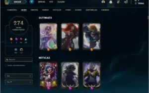 Conta ouro 4 com TODOS os champs e 274 skins ( LEVEL 634 )