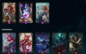 Conta de lol com 309 skins, 164 campeões, 35k EA, gold II
