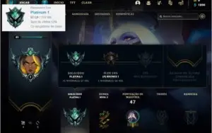 Conta platina 1 com 30 champs e 3 skins