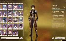 Genshin AR 57 14 Personagens T5, 6 Armas T5
