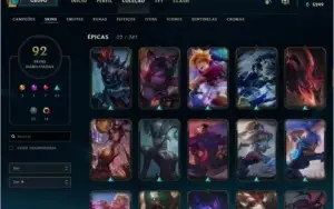 conta lol diamante quase full champ 100 skins