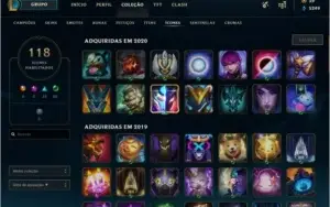 conta lol diamante quase full champ 100 skins