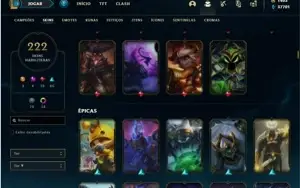 Conta ouro 2 com TODOS os champs e 222 Skins + 3 Prestigios