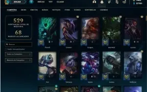 Conta ouro 2 com TODOS os champs e 222 Skins + 3 Prestigios