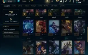 Diamante 4 com 35 Champs e 3 Skins + 2 Fragmentos