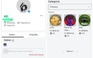 Conta Roblox (feminina, 2018, com passes e +5k gastos)
