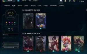 CONTA LEAGUE OF LEGENDS 223 SKINS PLATINA