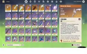 Conta Genshin AR 58, 16 personagens 5 estrelas, 6 armas 5*