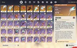 CONTA GENSHIN AR  58, 17 PERSONAGENS 5* e 8 ARMAS *