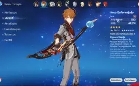 CONTA GENSHIN AR  58, 17 PERSONAGENS 5* e 8 ARMAS *