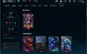 Conta unranked com 72 champs e 57 skins ( 5 vitoriosas )