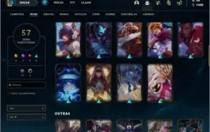 Conta unranked com 72 champs e 57 skins ( 5 vitoriosas )