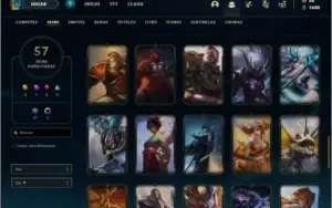 Conta unranked com 72 champs e 57 skins ( 5 vitoriosas )