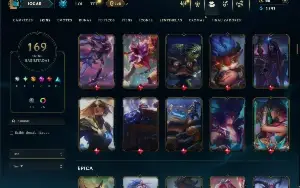 Unranked com TODOS os champs e 169 Skins ( SUP / MID )