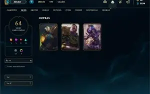 Conta Unranked com 110 Champs e 64 Skins