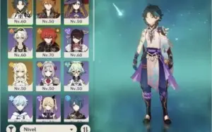 Xiao, childe, mona, Diluc. 3 armas t5
