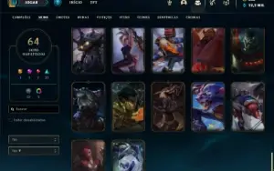 Conta bronze 3 com 120 Champs e 64 Skins ( MAIN ADC / TOP )