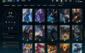 Conta bronze 3 com 120 Champs e 64 Skins ( MAIN ADC / TOP )