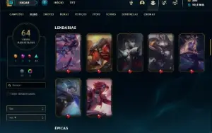 Conta bronze 3 com 120 Champs e 64 Skins ( MAIN ADC / TOP )