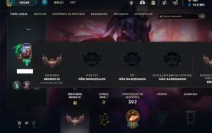 Conta bronze 3 com 120 Champs e 64 Skins ( MAIN ADC / TOP )
