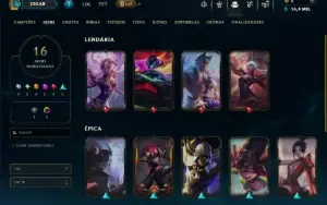 Ouro 1 com 75 Champs e 16 Skins