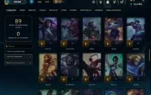 Ouro 1 com 75 Champs e 16 Skins