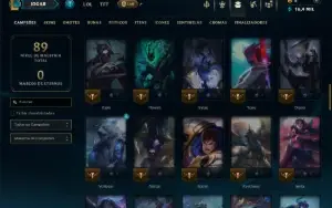 Ouro 1 com 75 Champs e 16 Skins
