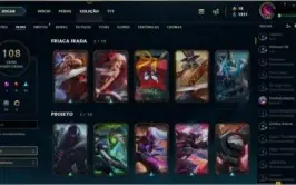 Conta LOL, level 248, Platina 4 com 108 skin