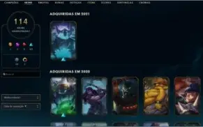 Conta lol nivel 172 - 114 skins, não tem todos campeões