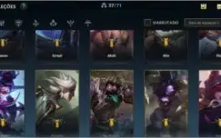 conta wild rift gold 1, varias skins e champs e conta lol
