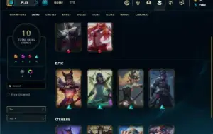 Conta ouro 4 com 46 Champs e 10 Skins + 2 Fragmentos