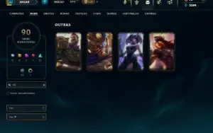 Ferro 1 com 100 Champs e 90 Skins + 4 Vitoriosas