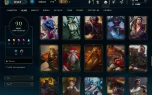 Ferro 1 com 100 Champs e 90 Skins + 4 Vitoriosas
