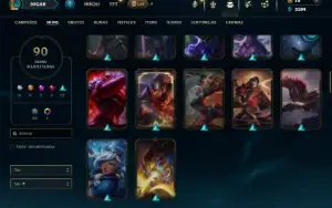 Ferro 1 com 100 Champs e 90 Skins + 4 Vitoriosas