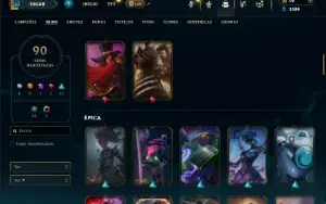 Ferro 1 com 100 Champs e 90 Skins + 4 Vitoriosas