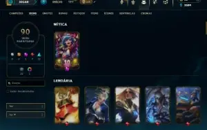 Ferro 1 com 100 Champs e 90 Skins + 4 Vitoriosas