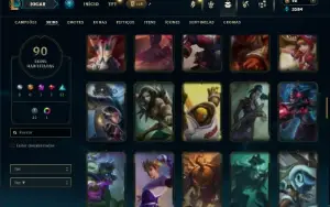 Ferro 1 com 100 Champs e 90 Skins + 4 Vitoriosas