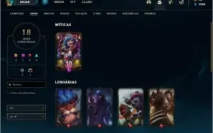 Conta platina 3 com 18 skins e 42 champs ( 2 vitoriosas )